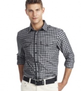 Just because it's called the boardroom it doesn't mean your outfit should bore your colleagues. Spruce up your look with this Kenneth Cole Reaction checkered shirt.