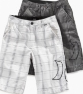 Plaid really pops, and so will his style in these shorts from Hurley.