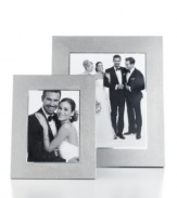 Allover texture gives Leeber's aluminum picture frame a look of modern polish and sophistication. Ideal for any room, setting and photo.