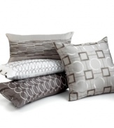 Infinite style possibilities. Rows of embroidered rings give this Hotel Collection decorative pillow a decidedly modern distinction. Featuring button accents along two sides. Hidden zipper closure.