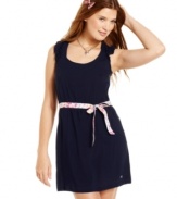 A cute ribbon belt adds a dose of flower-power to this sweet and simple day dress from Tommy Girl!