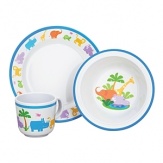 If your little explorer is fascinated with the wild creatures of the jungles and rainforests, then they will love the Jungle Parade 3-Piece Dinner Set including a dinner plate, bowl and mug adorned with animals on parade.