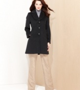 A cold-weather staple, this wool-blend Jones New York petite coat is stylish without skimping on warmth!