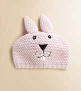 Supremely soft hat in a wool and cashmere blend, finished with a sweet bunny-inspired pattern they'll love to show off. Polyester/nylon/wool/angora/cashmereHand washImported