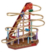 Zoom, zoom! Feel the thrill of this World's Fair Grand Roller Coaster from Mr. Christmas with color-changing LED lighting and sound options that play 25 Christmas Carols and 25 year-round classics, making it a perfect addition to your home all year long.