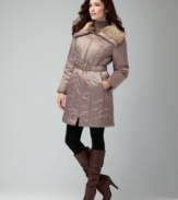 A faux-fur collar adds the look of luxe to this Alfani puffer coat -- perfect for staying warm & stylish!