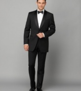 Channel Bogart in this classic, sophisticated tuxedo jacket from Tommy Hilfiger.