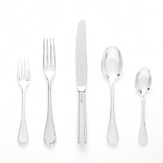 The thin filet and hefty curve of Cristofle's Spatours flatware collection are inspired by 18th and 19th century design.