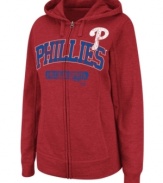 Give it up for the team you love. This Majestic Apparel Phillies hoodie is the ultimate show of support--fitted for a woman's body!