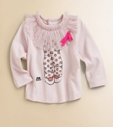 A beautiful, ballerina-inspired top with tutu neckline, back buttons and dancer legs print.Crewneck with tutuLong sleevesBack buttons56% cotton/40% modal/4% elastaneMachine washImported Please note: Number of buttons may vary depending on size ordered. 