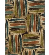Autumn aura. Rows of leaves scatter the surface of this Sphinx area rug, piled high in gently faded blues, greens and oranges. Woven from plush polypropylene for superior stain resistance and durability, this is the rug you want for those high-traffic areas in your home.