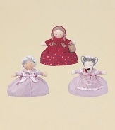 Reversible doll has two contrasting outfits in one: Little red riding hood with felt picnic basket flips upside down to a double-faced Grandmother/Wolf in pink. 10H X 10W X 2½D Imported Recommended for ages 2 and up