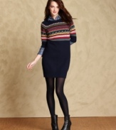 Create a cozy ensemble with Tommy Hilfiger's Fair Isle knit sweater dress. All you need are tights and boots to complete the look!