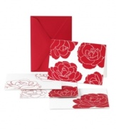 Say it with flowers. Bold red blooms flourish against bright white on the Modern Floral notecards, helping you make an especially stylish statement. From Crane.