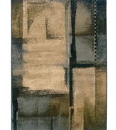 Art school smarts. Brushstrokes, stenciled edges and layered color effects create an innovative composition in this Yorkville area rug. A streamlined, low-cut pile and durable construction offer a handsome, lasting finish to any room. (Clearance)