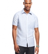Keep it simple. Stripes step up the style on this shirt from Izod for a piece that can easily transition from work to the weekend.