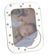 Moms and dads will be over the moon for Reed & Barton's Sweet Dreams picture frame. A silver-plated finish and twinkling stars in yellow enamel cradle baby pictures in sparkling splendor.