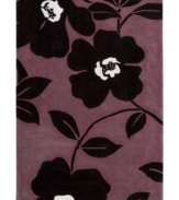 Urban gardening: Nourison's bold, chic lavender rug from the City Limits collection is adorned with oversized florals for a fabulously high-style result. Hand-tufted of polyacrylic fibers, the rug is pleasingly soft, textured and easy to clean.