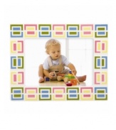 How sweet. This Pitter Patter picture frame from Gorham shows off one of your little boy or girl's best moments in a kid-friendly colorblock design.