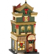 There's something to satisfy every sweet tooth in Rachael's Candy Shop. A red, green and gold exterior makes it a very merry place year-round but it's the elegant holiday garland that gets everyone in the spirit. From Department 56.