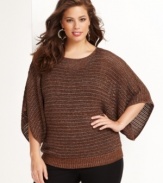 A sheer sweater makes a chic statement for fall, especially when layered! INC's metallic plus size version offers a lightweight but substantially stylish look.