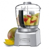 This 4-cup food processor encourages healthy cuisine even when your time is limited. The patented auto-reversing blade has a sharp edge for delicate chopping and puréeing soft foods, and a blunt edge for grinding spices and harder foods. It's compact, so it fits on the counter or easily stores away. Model CH4DC. Manufacturer's limited 18-month warranty.