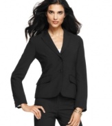 Anne Klein's crisp jacket feature thick-stitched detail at the edges for a tailored look. Pair with trousers or a sleek sheath for a polished, professional look.