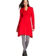 Style&co.'s cowlneck dress features pretty ribbed detail and an asymmetrical hem. Pair with tights and boots for easy fall fashion!