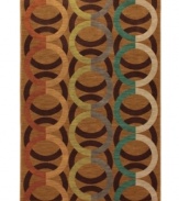 Inspired by mid-century mod motifs, the Artois Dainville area rug from Karastan offers a bold colorway in teal, henna and more for any room in need of a fashion-forward update. Thick and resilient underfoot, this plush piece is woven from 2-ply nylon pile, ensuring easy care and long-lasting wear.