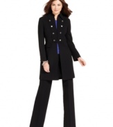 A military-inspired jacket by Tahari by ASL lets everyone know who's in control. Sleek tab-front trousers complete this chic, tailored suit.