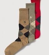 Polo Ralph Lauren classic argyle socks is detailed with Polo player embroidery.