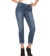 This look from DKNY Jeans reinvents the skinny silhouette for spring, with a chic rolled cuff. They showcase cute booties well, too!