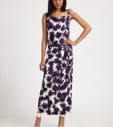 A vibrant starburst print higlights soft silk jersey in a comely boatneck shift.Draped boatneckShoulder strap wider on one sideFlat frontSelf-beltMock wrap skirtAbout 37 from natural waistSilkDry cleanImportedModel shown is 5'10 (177cm) wearing US size 4.