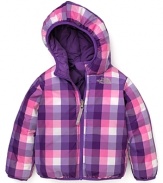 Choose the bright quilted side, or the sweet plaid side with this versatile, cozy North Face® reversible jacket.