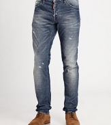 Distressed details and a whiskered wash define this surefire favorite denim style.Belt loopsZip fly with button closureFive-pocket styleInseam, about 3398% cotton/2% elastaneDry cleanMade in Italy of imported fabric