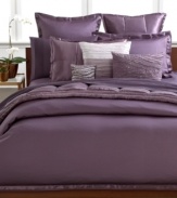 A modern look rooted in luxe simplicity, this Haze sham from Donna Karan features a rich purple tone with a lustrous sheen. Finished with pure silk trim. Button closure.