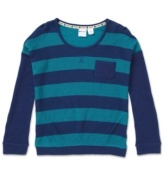 Blocky stripes on this tee from Roxy make it a sweet style, perfect for a sunny day.