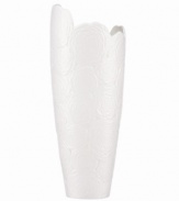 Enhance mini bouquets with the fresh and chic Marchesa Rose bud vase. White bone china sculpted with blooms inspired by the designer's couture gowns infuse a room with modern romance. From Marchesa by Lenox.