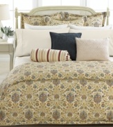 Bring the artisanal ambiance of Morocco to your bedroom with the Marrakesh Rug comforter from Lauren Ralph Lauren. Features an allover rich print on smooth sateen and a detailed bar-tack stitching.