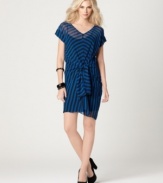 Chevron stripes rev up this chiffon dress from DKNYC. The adjustable self-tie in front lets you customize the look!