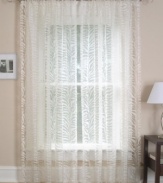 Sheer and stylish, the Kenya window panel takes you on a safari of style. An allover zebra print drapes beautifully and makes an eye-catching accent alone or layered. Unlined.