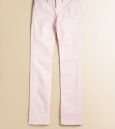 Cotton-rich stretch chinos, tailored with the lean-legged look she loves.Button closureWaistband with belt loopsZip flyFront slash pocketsBack patch pockets98% cotton/2% spandexMachine washMade in the USA of imported fabric