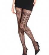 Add some edge to your everyday outfitting with these naughty net tights from Jessica Simpson. Vertical stripes with garter detailing add allure to skirts, dresses or whatever needs a boost of sexy style.