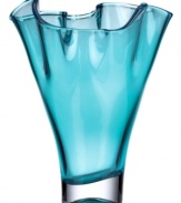 Stunning on its own, the Organics teal vase from Lenox makes an impact sans bouquet. Heavy crystal with a playful ruffled edge and vivid hue tops tables and shelves with artful elegance. Qualifies for Rebate