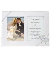 Preserve your own special memories or treat your favorite newlyweds to the True Love double invitation frame. Interlocking hearts adorn this elegant, silver-plated showcase for a wedding photo and invitation. Qualifies for Rebate
