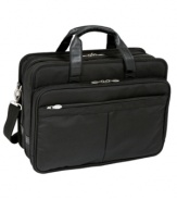 The best in business. This laptop bag from McKlein makes room for all the essentials with an expandable front compartment that expands to create 30% more storage space, plus a removable computer sleeve that's padded with high-density foam to keep your precious tech stuff safe and sound. One-year warranty.