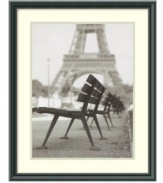 Vive la France! Spend every day in the shadow of the Eiffel Tower with this Rendezvous a Paris print by Teo Tarras. A row of benches in the foreground invites plenty of lounging and relaxation. Wood frame features satin-black finish and beaded detail.