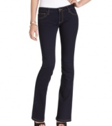 In a dark indigo wash, these Celebrity Pink bootcut jeans are perfect for classic season-less style!