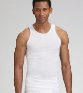 EXCLUSIVELY OURS. Classic style in ribbed supima cotton. Three tank tops per pack Machine wash Imported