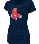 Get ready for the battle between the teams! Suit-up for victory in this fitted, camouflage Boston Red Sox shirt from Majestic.